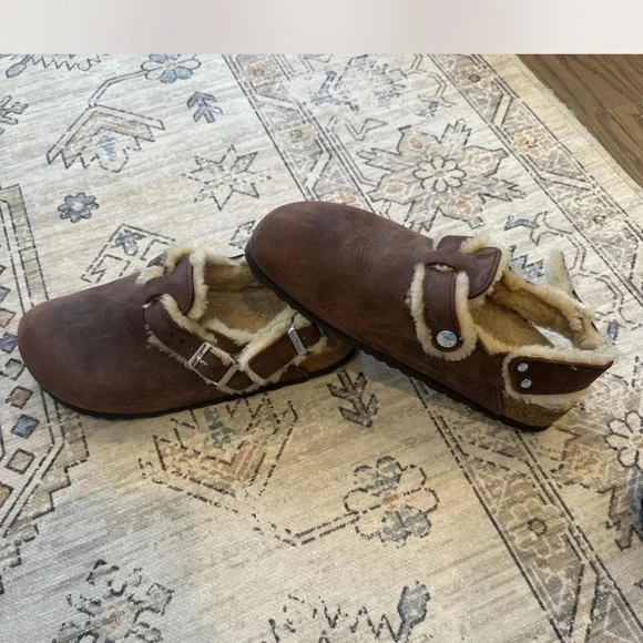 BIRKENSTOCK Brown Shearling Lined Clogs - Picture 3 of 3